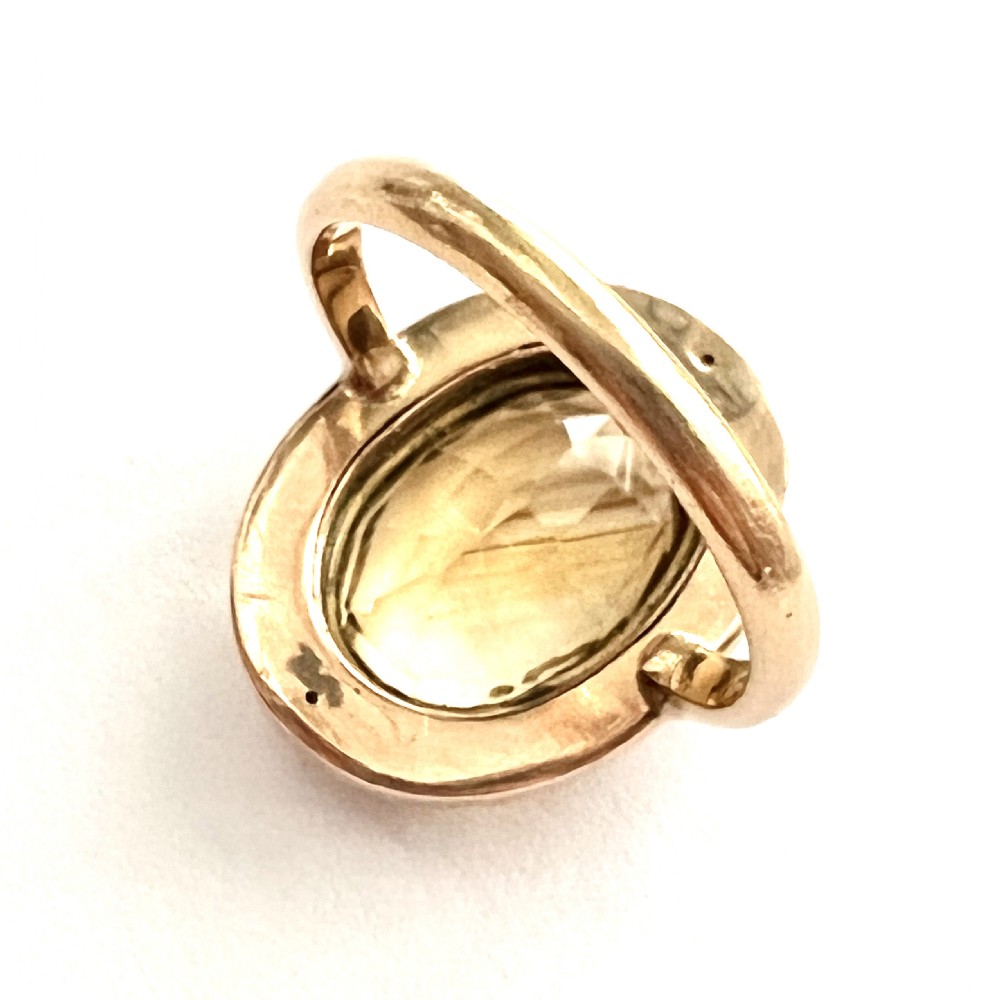Large Victorian 15CT Rose Gold Citrine Cocktail Ring  View V