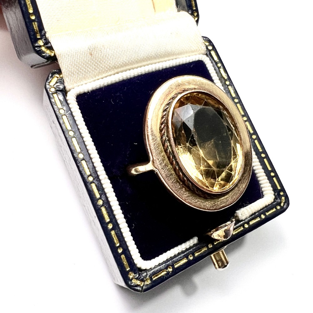 Large Victorian 15CT Rose Gold Citrine Cocktail Ring  View VII