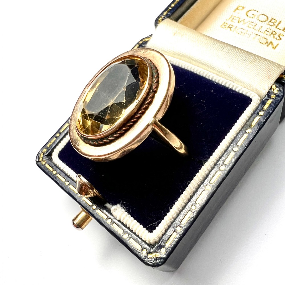 Large Victorian 15CT Rose Gold Citrine Cocktail Ring  View VIII