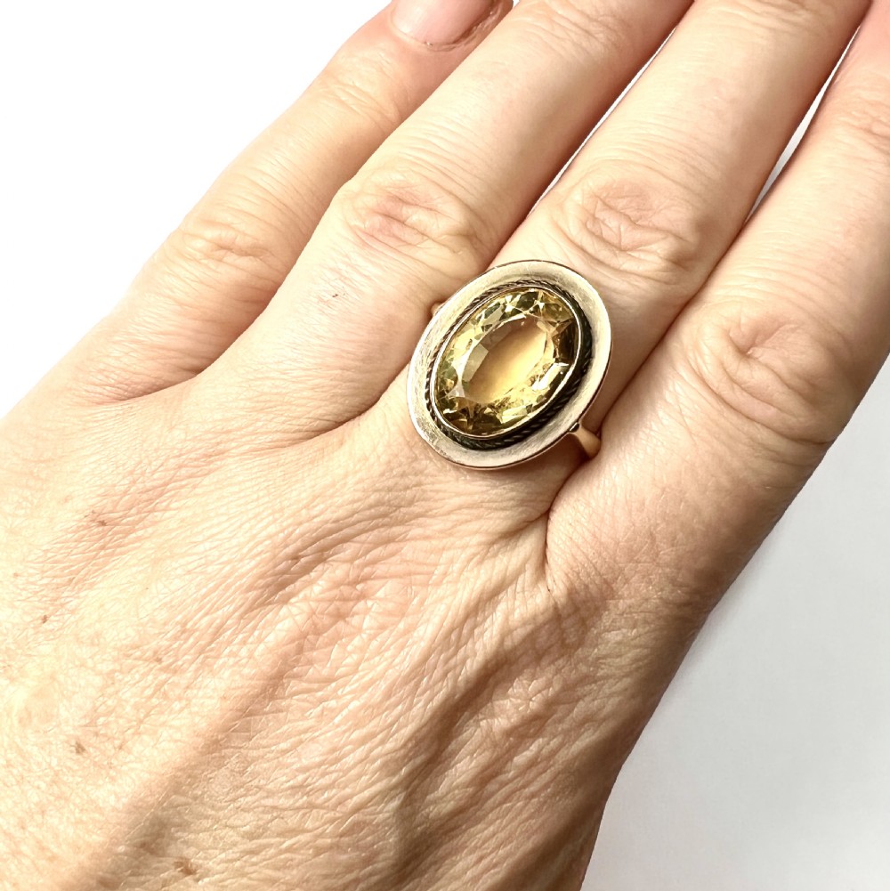 Large Victorian 15CT Rose Gold Citrine Cocktail Ring  View IX