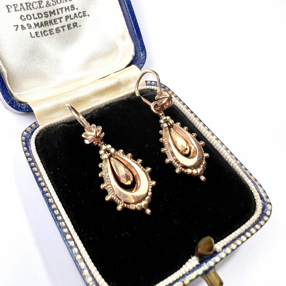 Victorian Etruscan Revival 9CT Gold Drop Earrings View IV