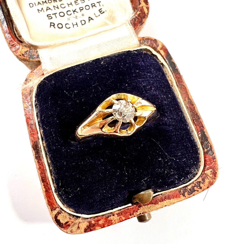 Victorian 18CT Gold Old Cut Diamond Solitaire Ring View II