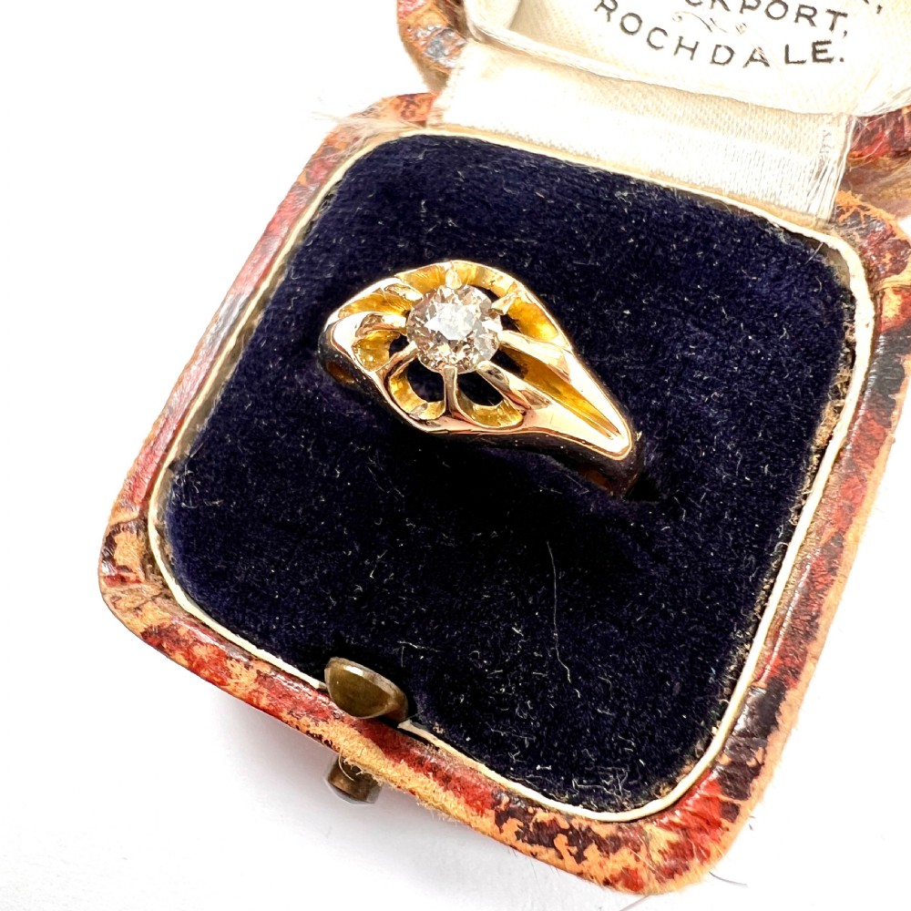 Victorian 18CT Gold Old Cut Diamond Solitaire Ring View III