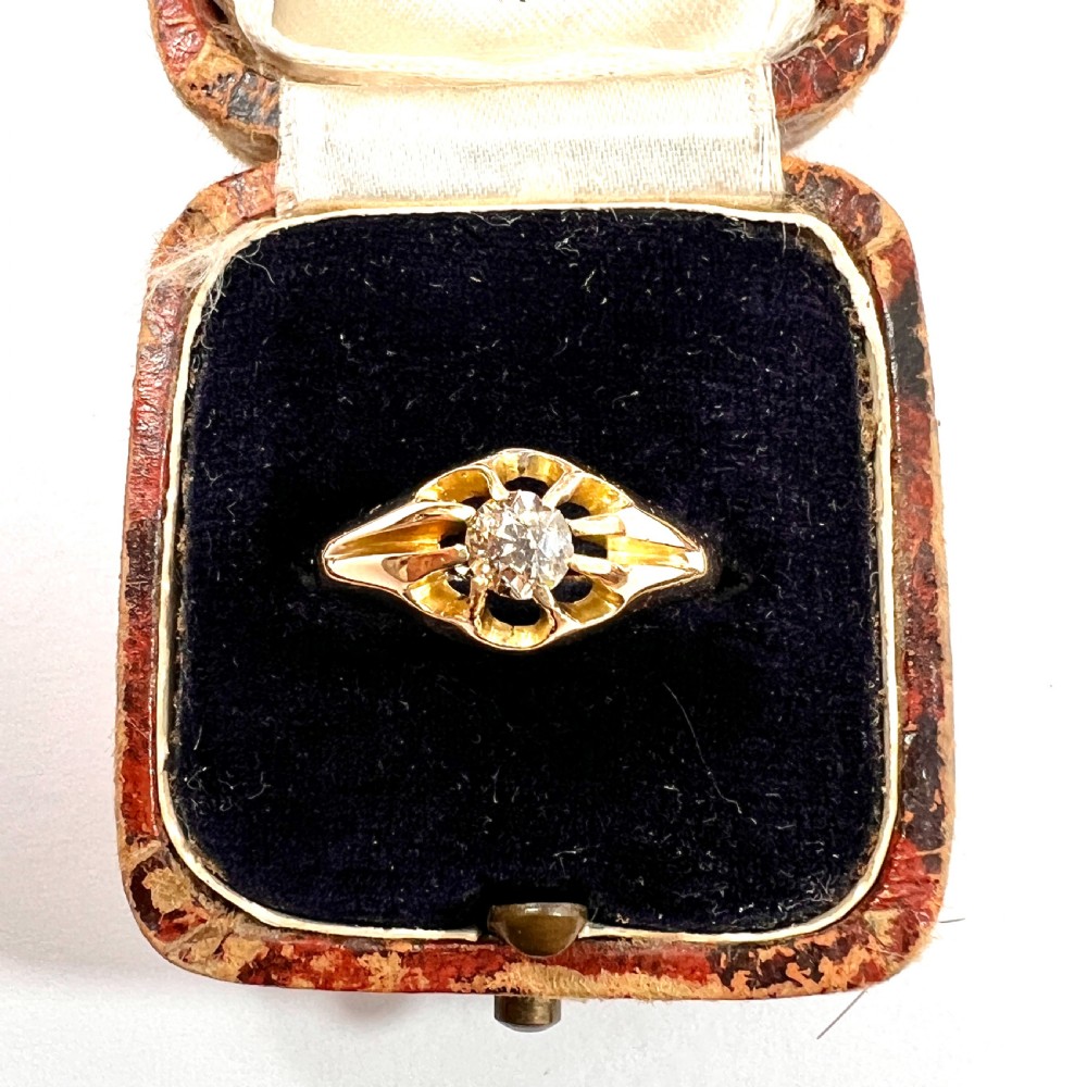 Victorian 18CT Gold Old Cut Diamond Solitaire Ring View IV