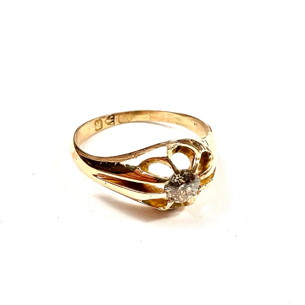Victorian 18CT Gold Old Cut Diamond Solitaire Ring View VI