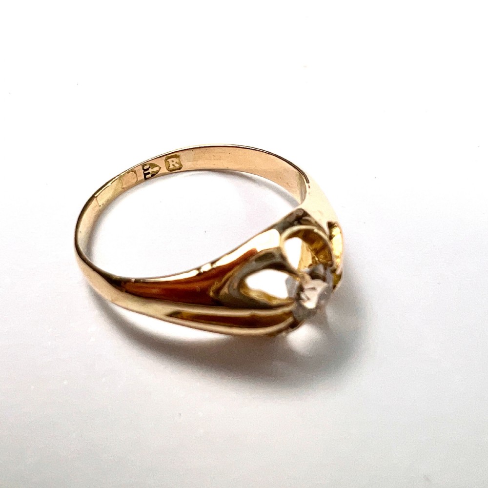 Victorian 18CT Gold Old Cut Diamond Solitaire Ring View VIII