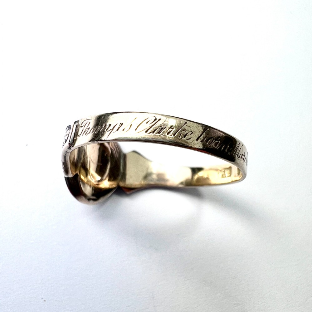 Victorian 9CT Gold Enamel Forget Me Not Mourning Ring View V