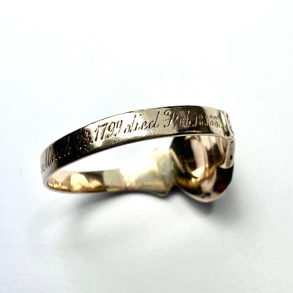 Victorian 9CT Gold Enamel Forget Me Not Mourning Ring View VI