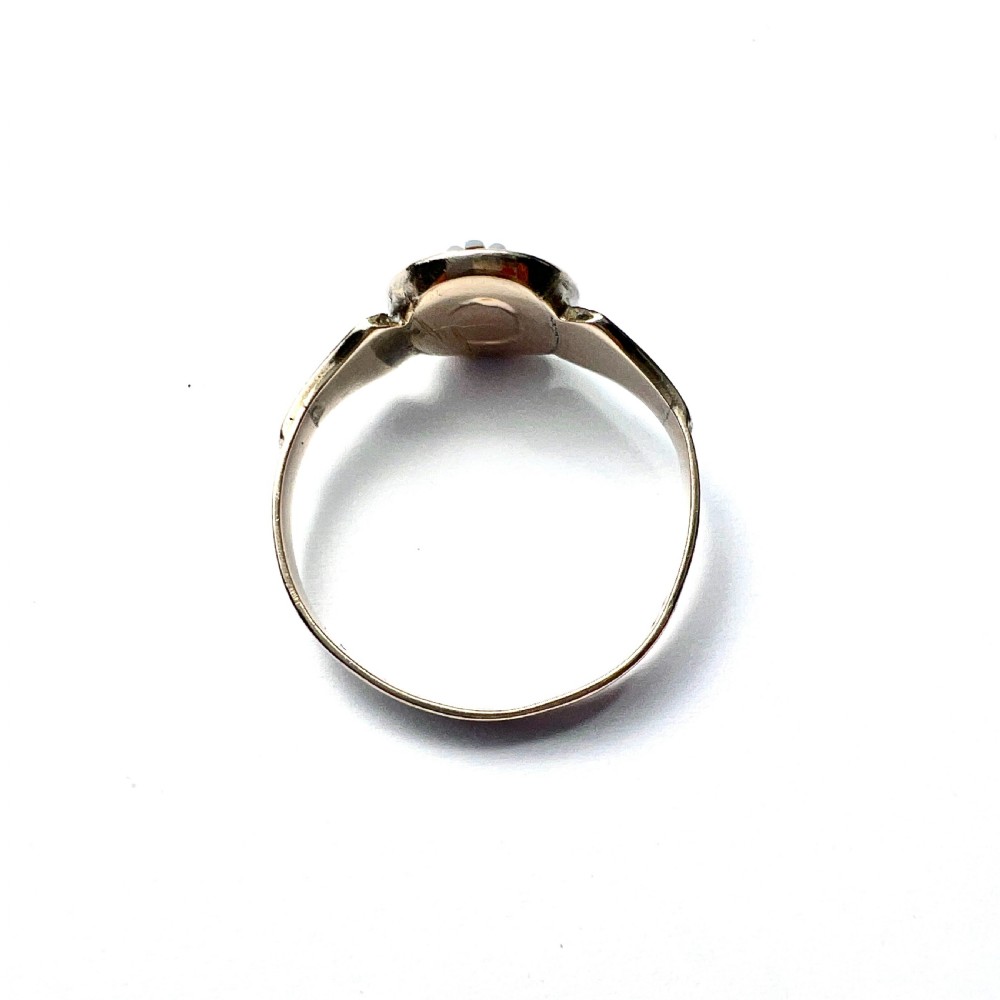 Victorian 9CT Gold Enamel Forget Me Not Mourning Ring View VIII
