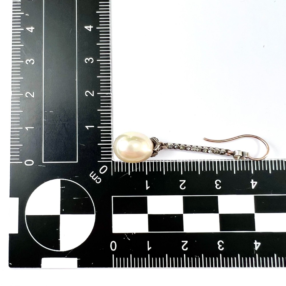 Edwardian Silver and 9CT Gold Paste Pearl Drop Earrings View V