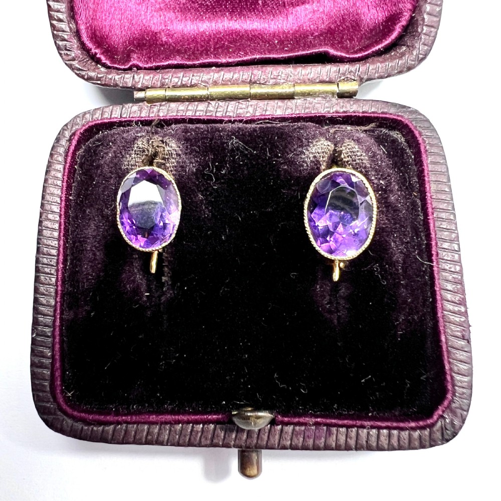 Antique Amethyst 9CT Gold Dormeuse Earrings
