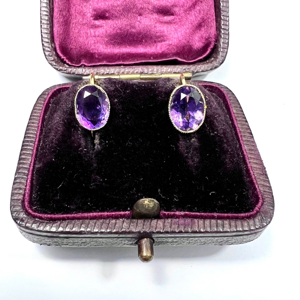 Antique Amethyst 9CT Gold Dormeuse Earrings View II
