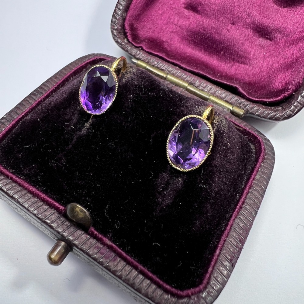 Antique Amethyst 9CT Gold Dormeuse Earrings View IV