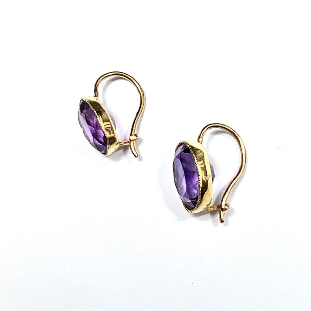 Antique Amethyst 9CT Gold Dormeuse Earrings View V