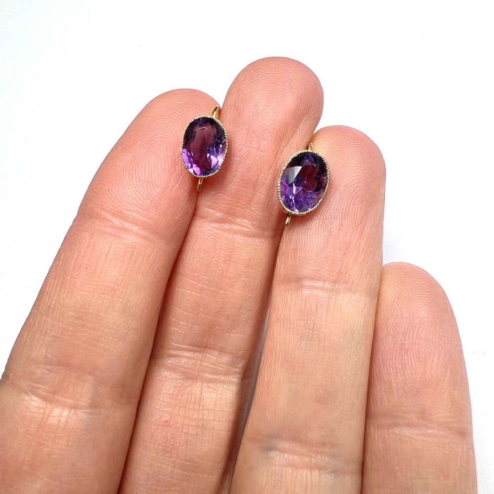 Antique Amethyst 9CT Gold Dormeuse Earrings View VIII