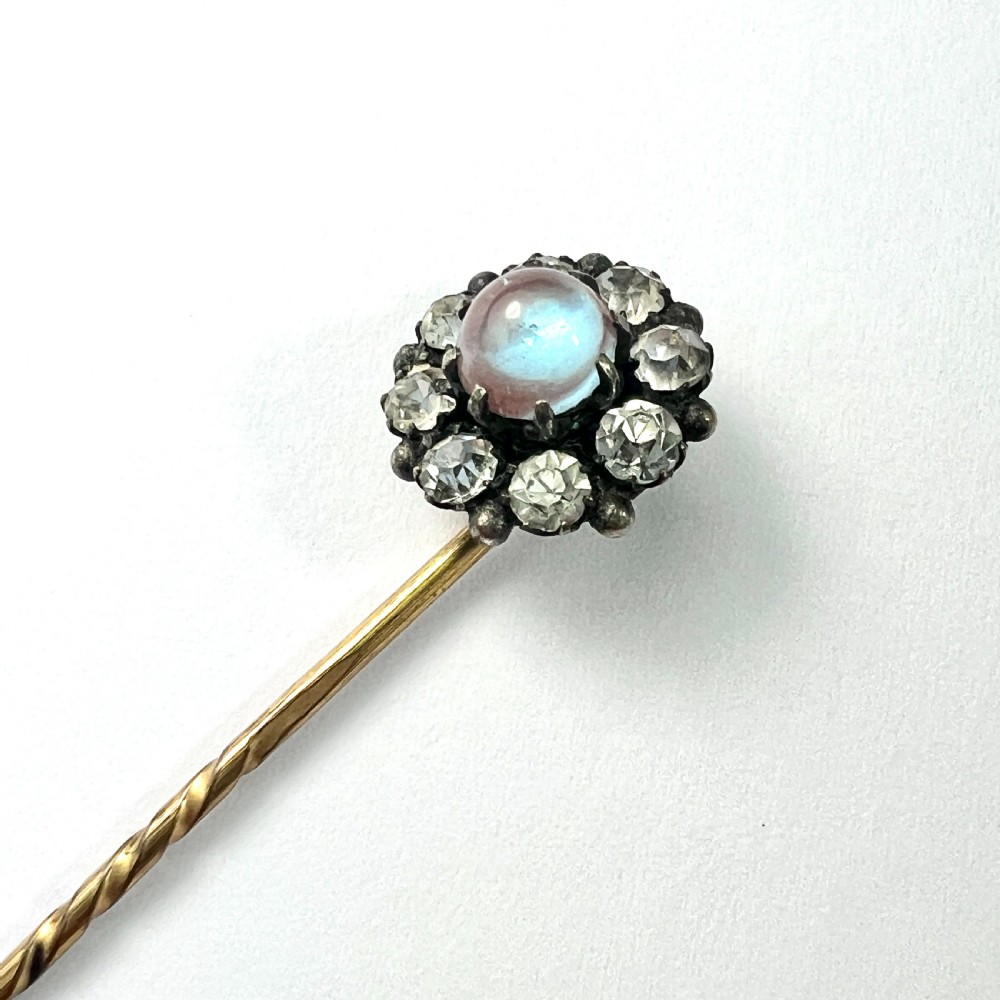 • Victorian Saphiret and Foiled Paste Stick Pin View III