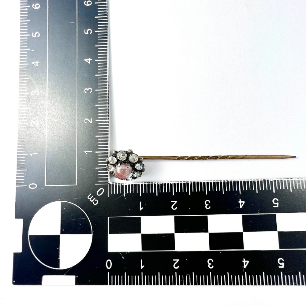 • Victorian Saphiret and Foiled Paste Stick Pin View VI