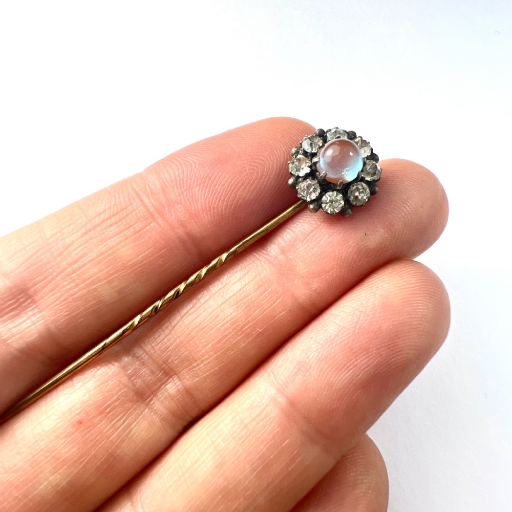 • Victorian Saphiret and Foiled Paste Stick Pin View VII