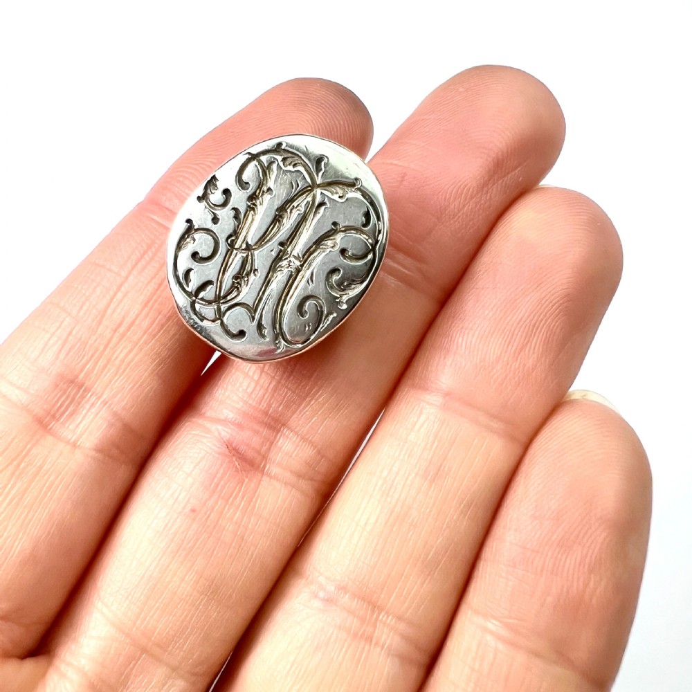Large Victorian Solid Silver Monogram Seal Fob View VI