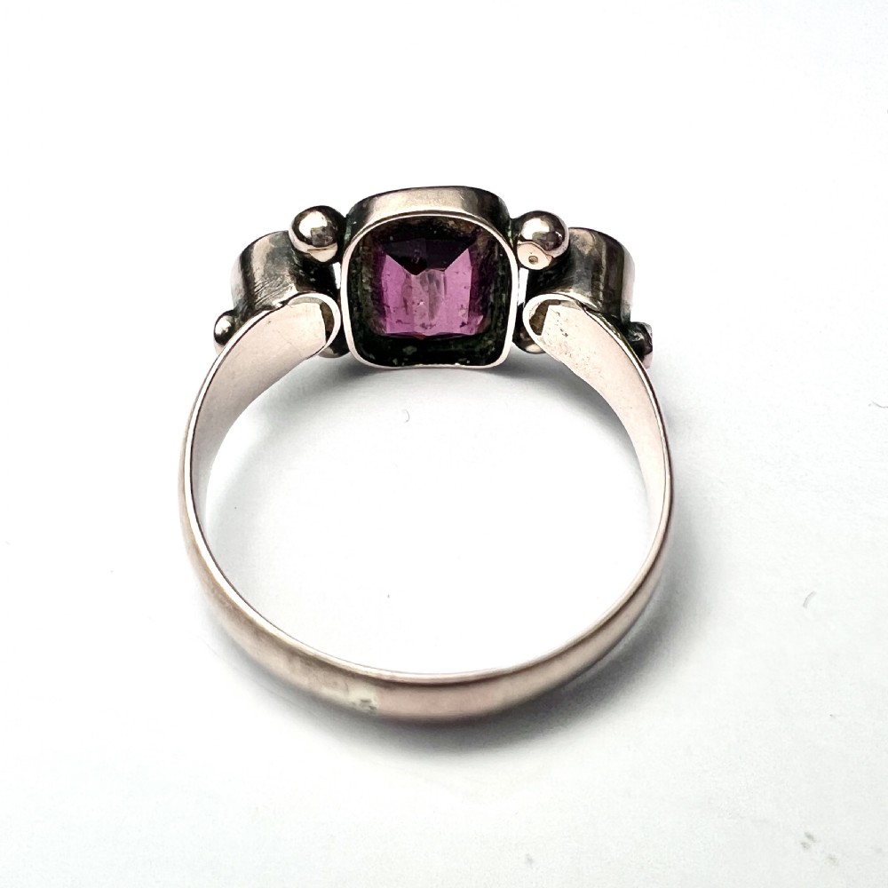 Georgian 9CT Gold Garnet Three Stone Ring View IX