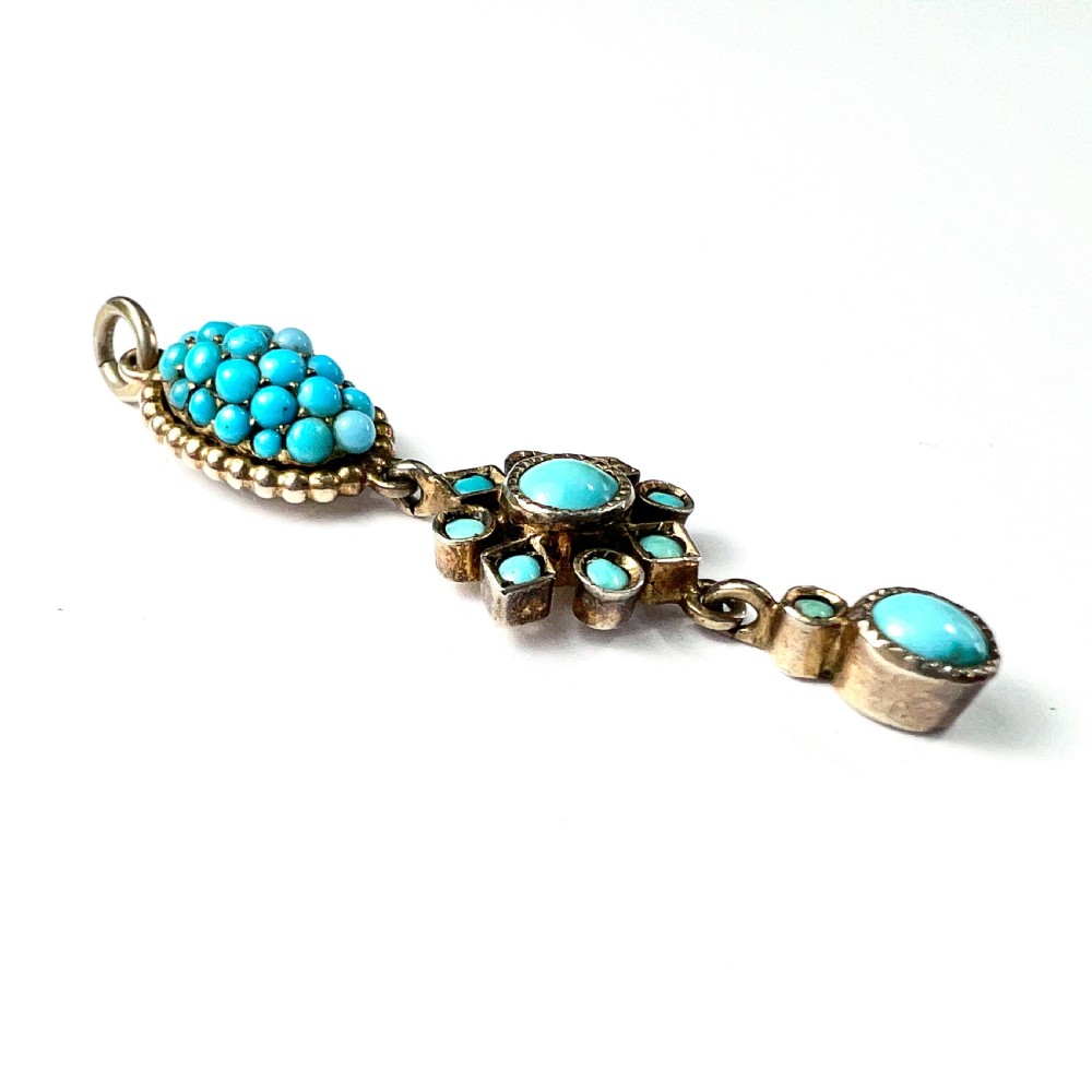 Victorian Turquoise Silver Gilt Pendant  View IV