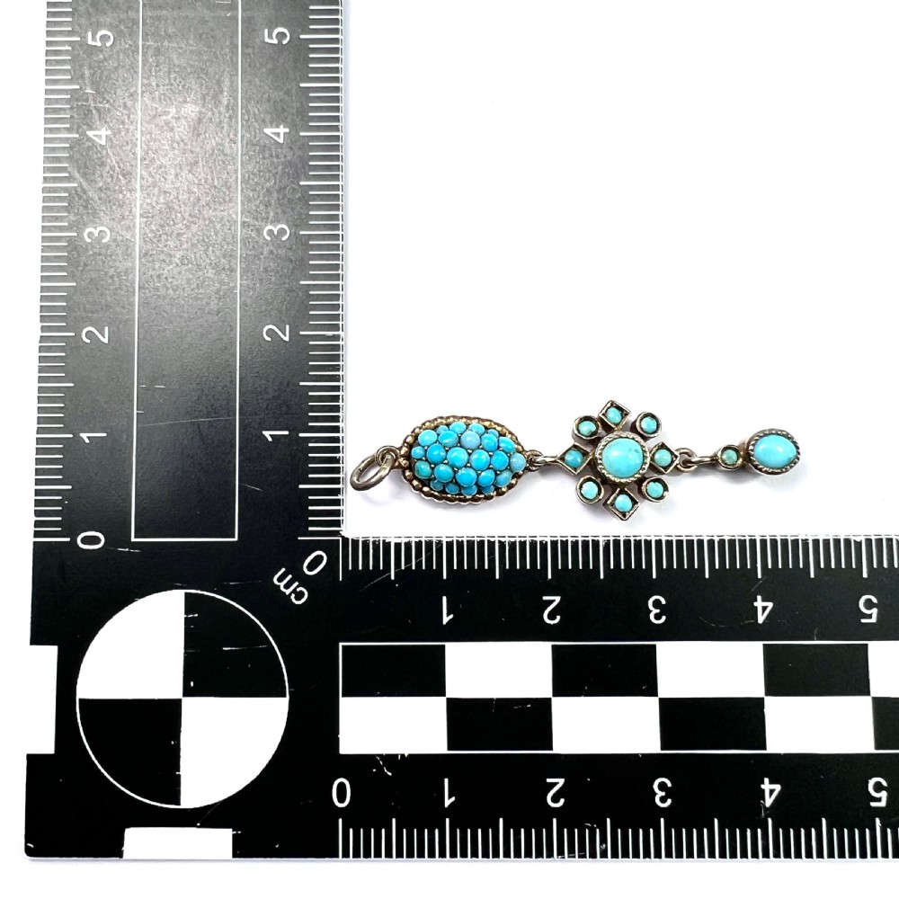 Victorian Turquoise Silver Gilt Pendant  View V