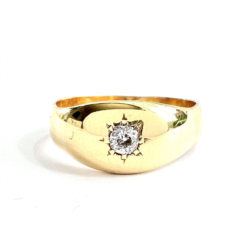 1887 Victorian 22CT Gold Old Cut Diamond Solitaire Ring 