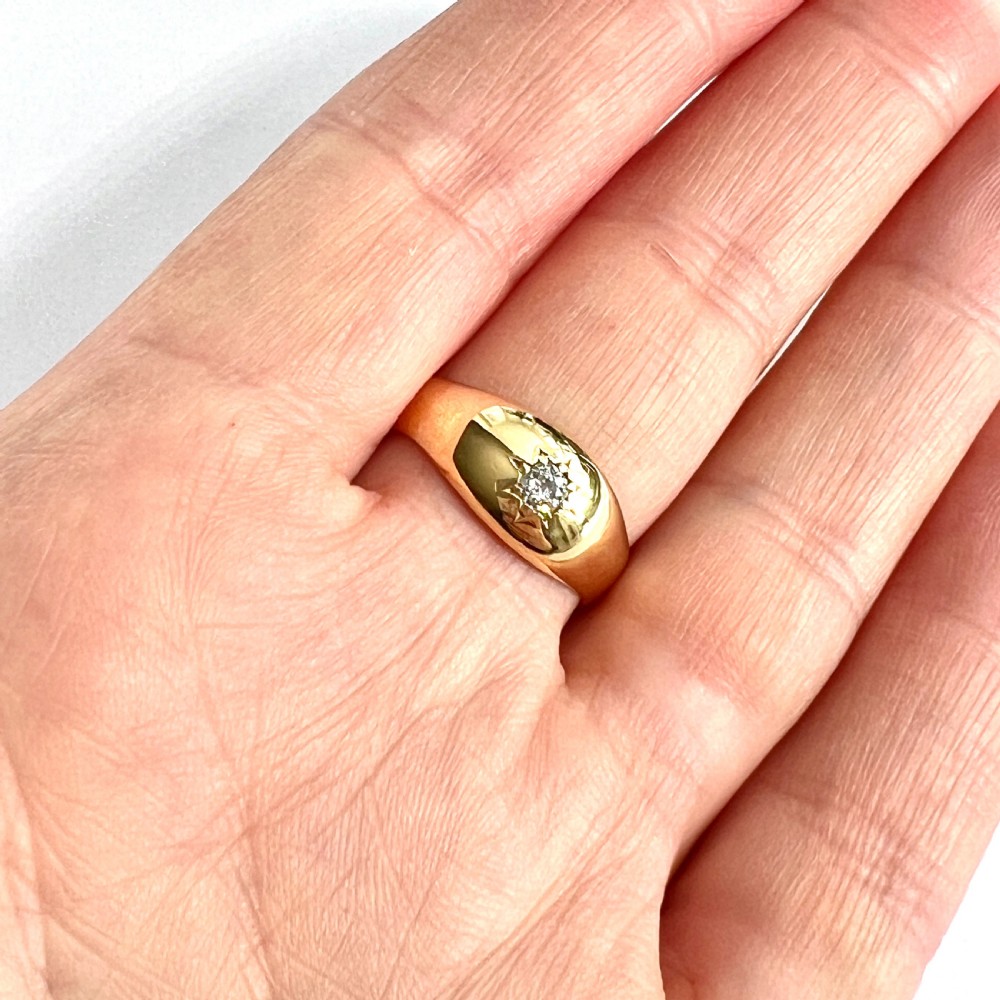 1887 Victorian 22CT Gold Old Cut Diamond Solitaire Ring  View VI