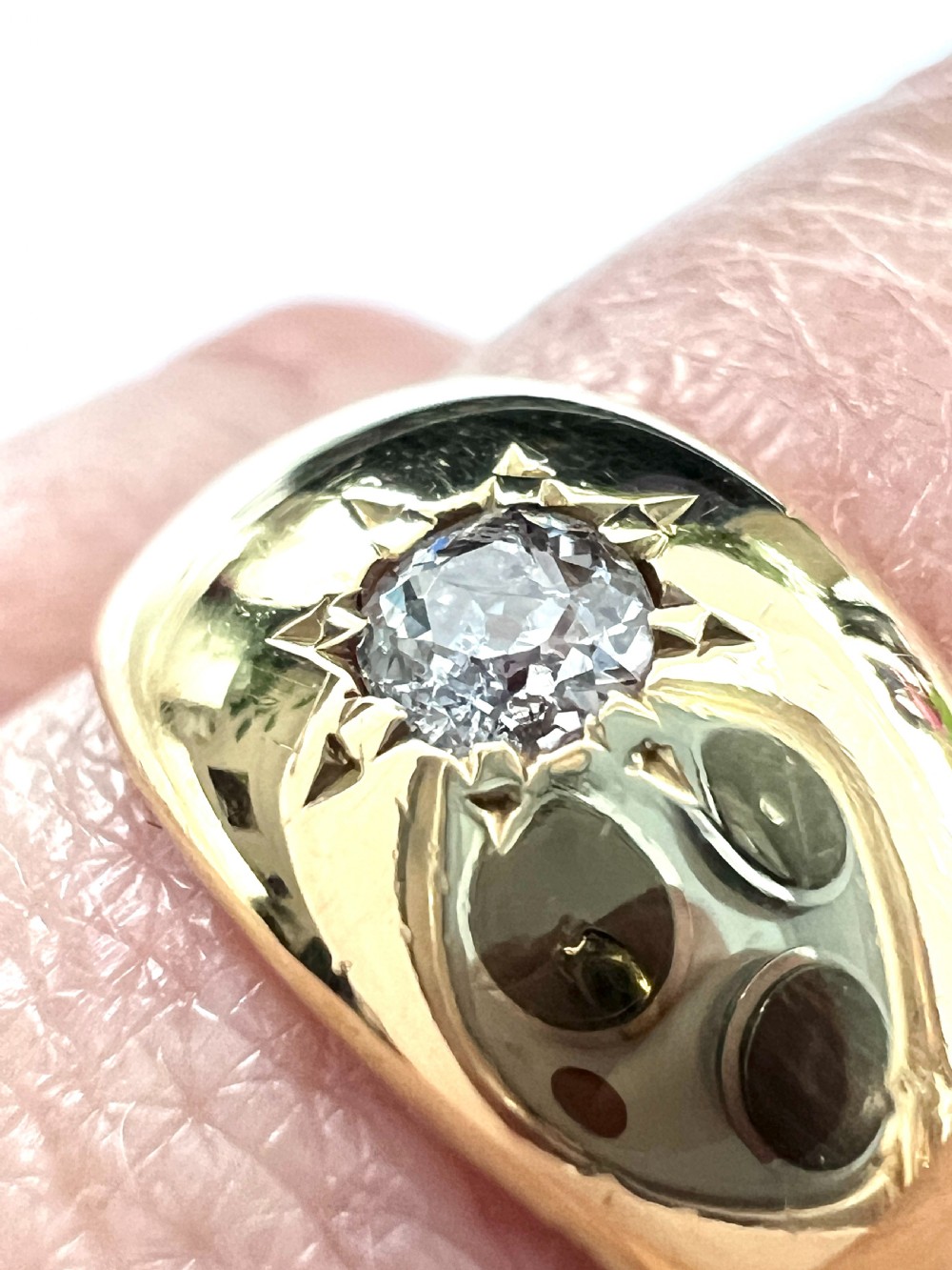 1887 Victorian 22CT Gold Old Cut Diamond Solitaire Ring  View VIII