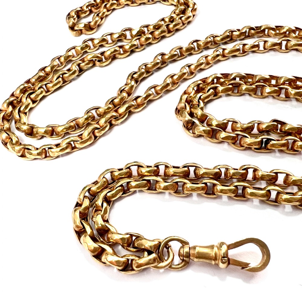 Very Long Victorian Pinchbeck Longuard Chain with Albert Clip View III