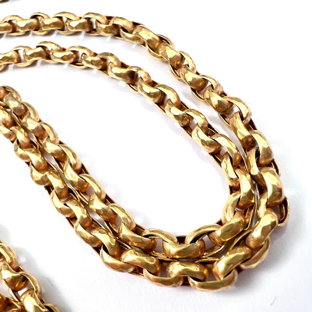 Very Long Victorian Pinchbeck Longuard Chain with Albert Clip View IV