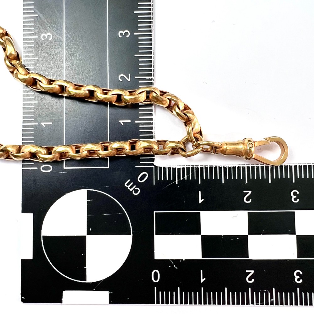 Very Long Victorian Pinchbeck Longuard Chain with Albert Clip View V