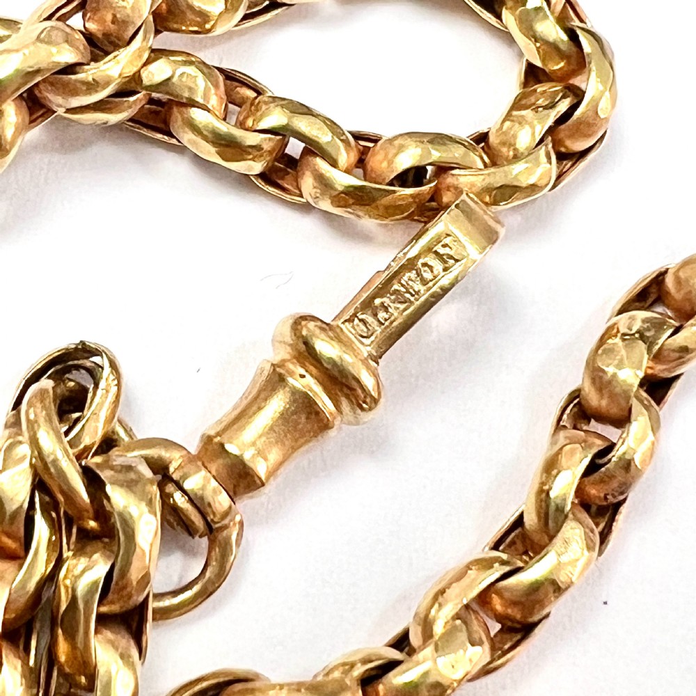 Very Long Victorian Pinchbeck Longuard Chain with Albert Clip View VII