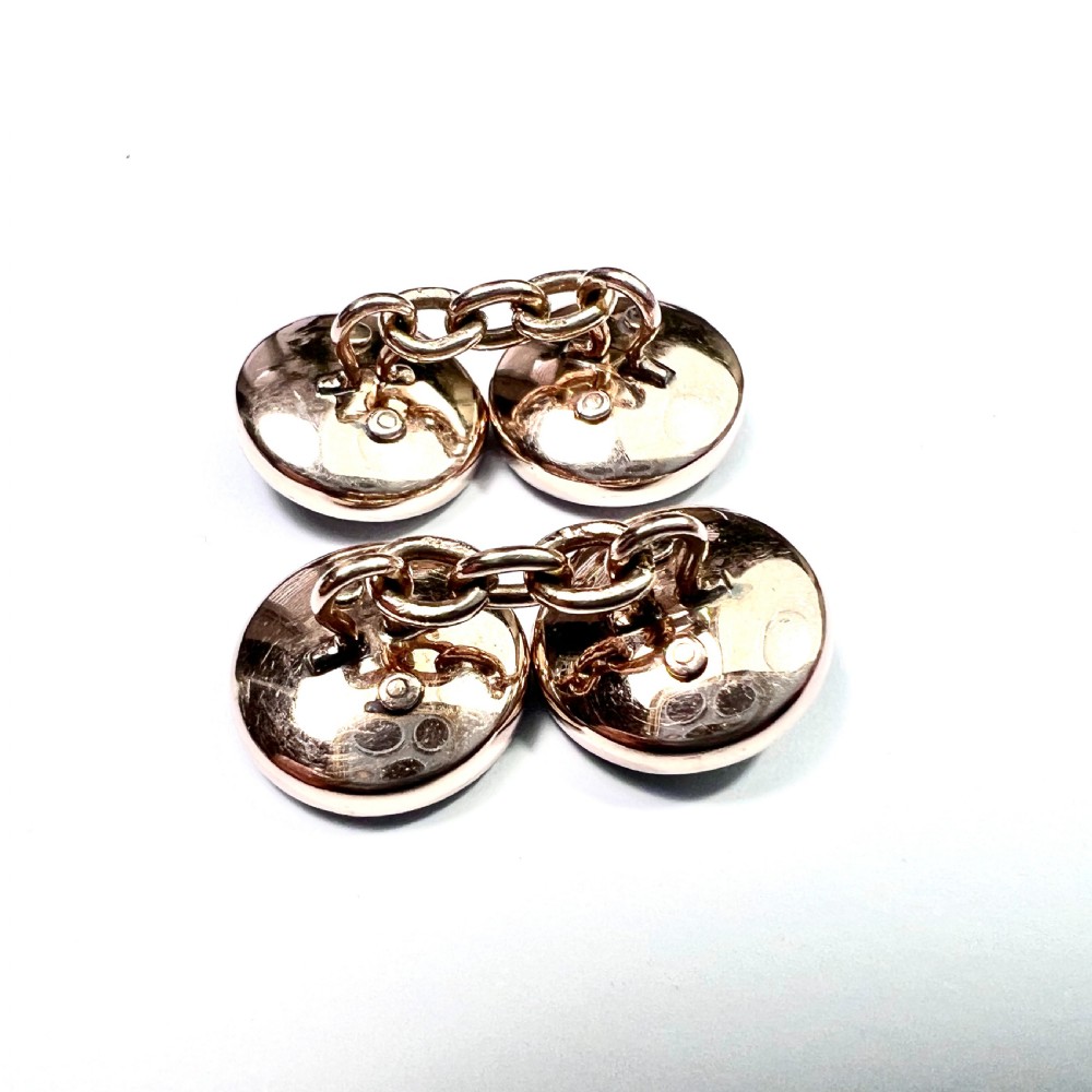 Art Deco Diamond Onyx 9CT Rose Gold Cufflinks View III