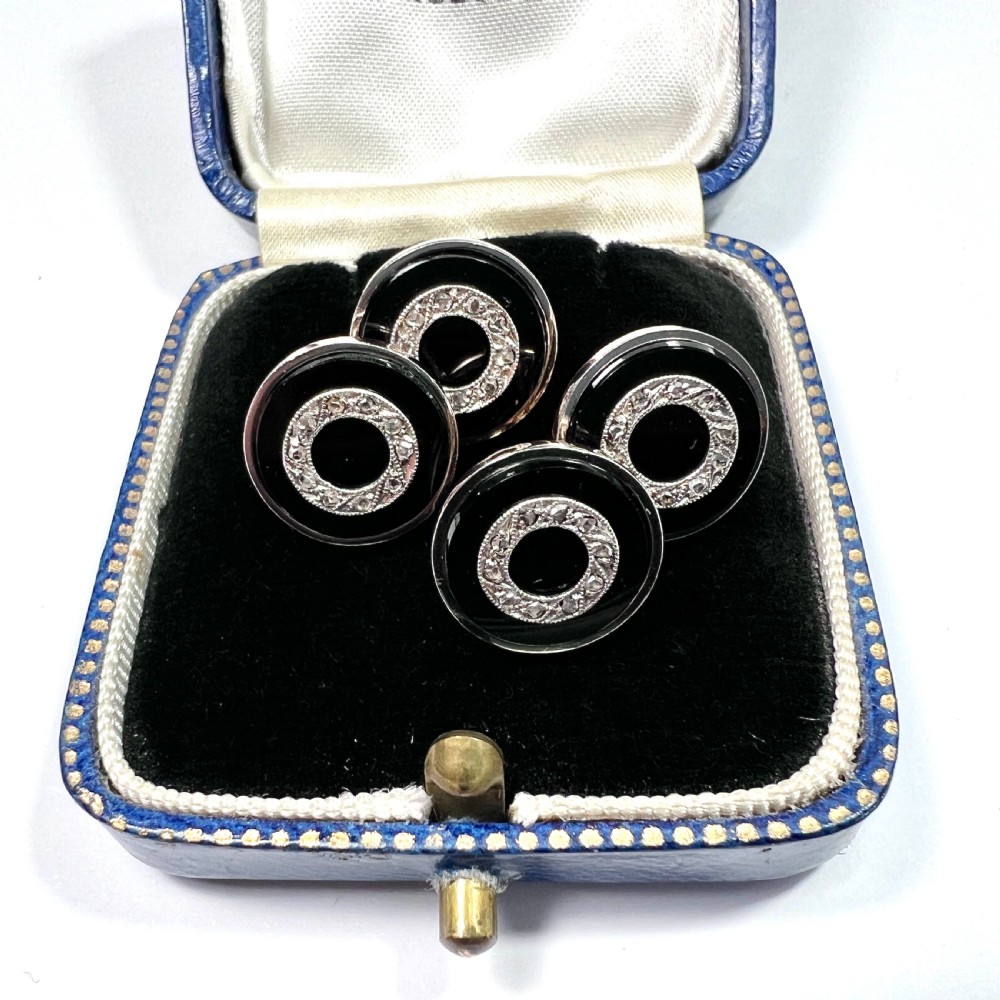 Art Deco Diamond Onyx 9CT Rose Gold Cufflinks View VI