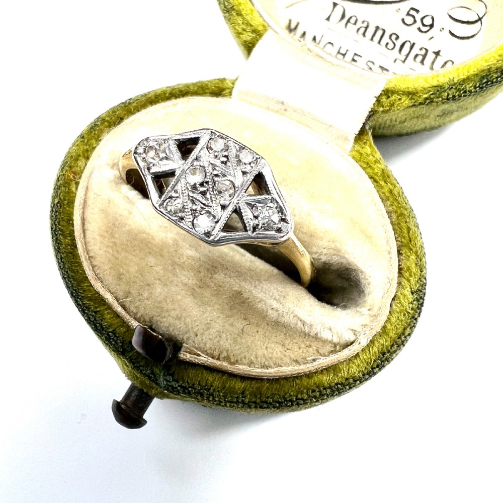 Art Deco Diamond 18CT Gold Platinum Ring View III