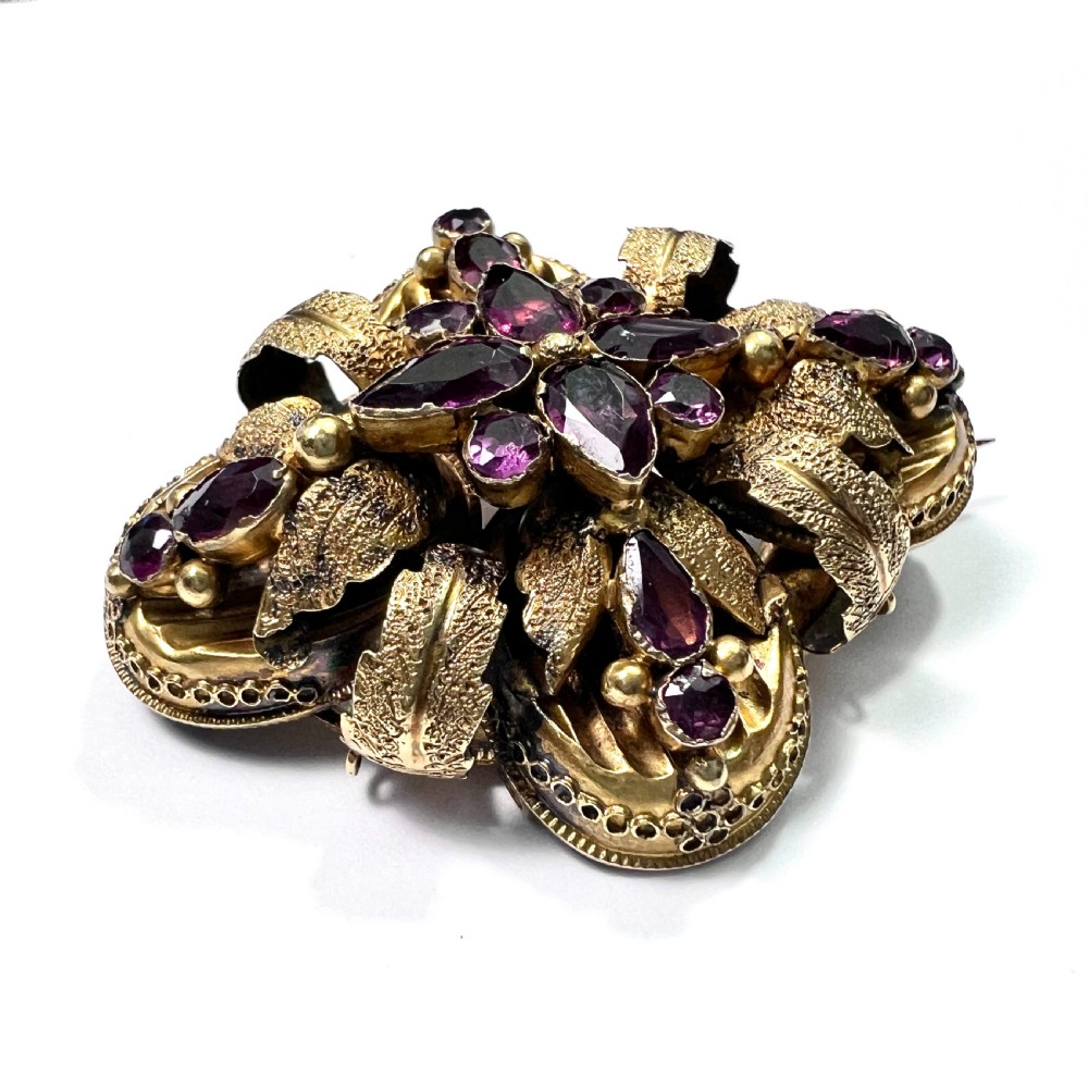 High Victorian 15CT Gold Almandine Garnet Brooch View II