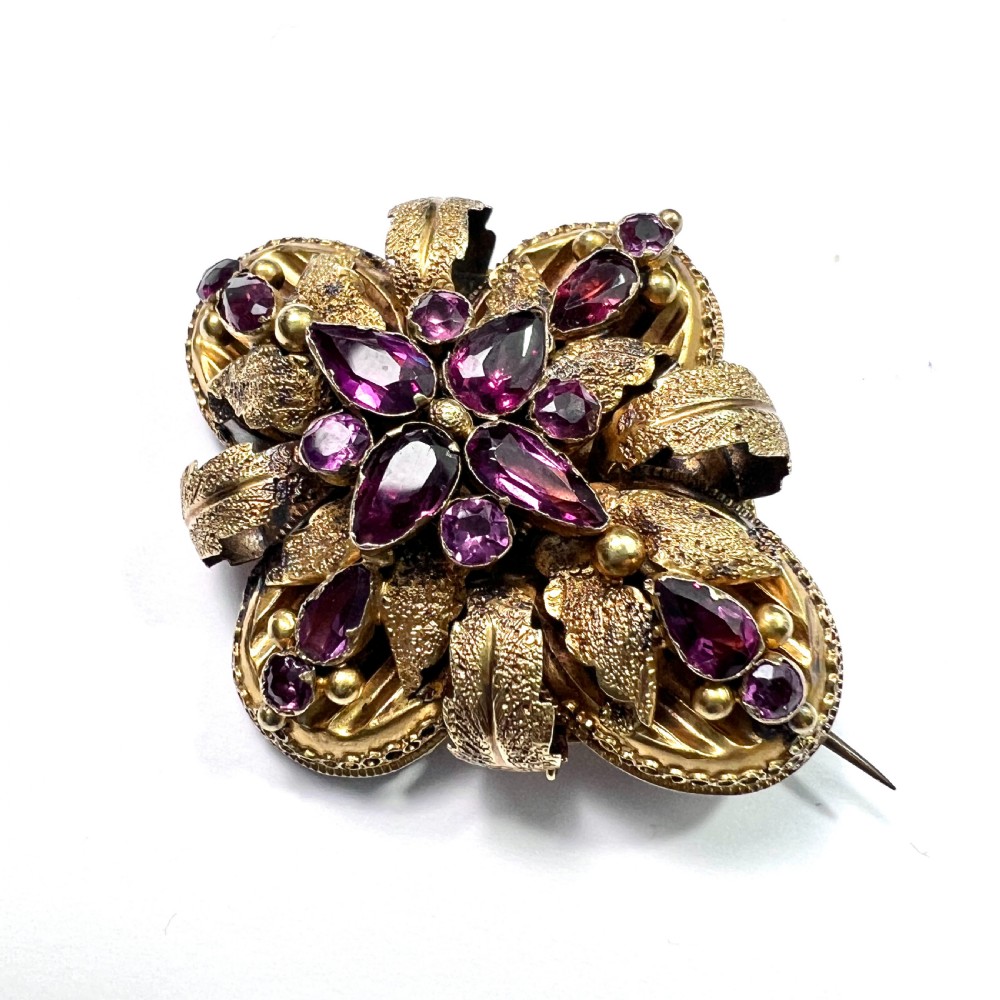 High Victorian 15CT Gold Almandine Garnet Brooch View III