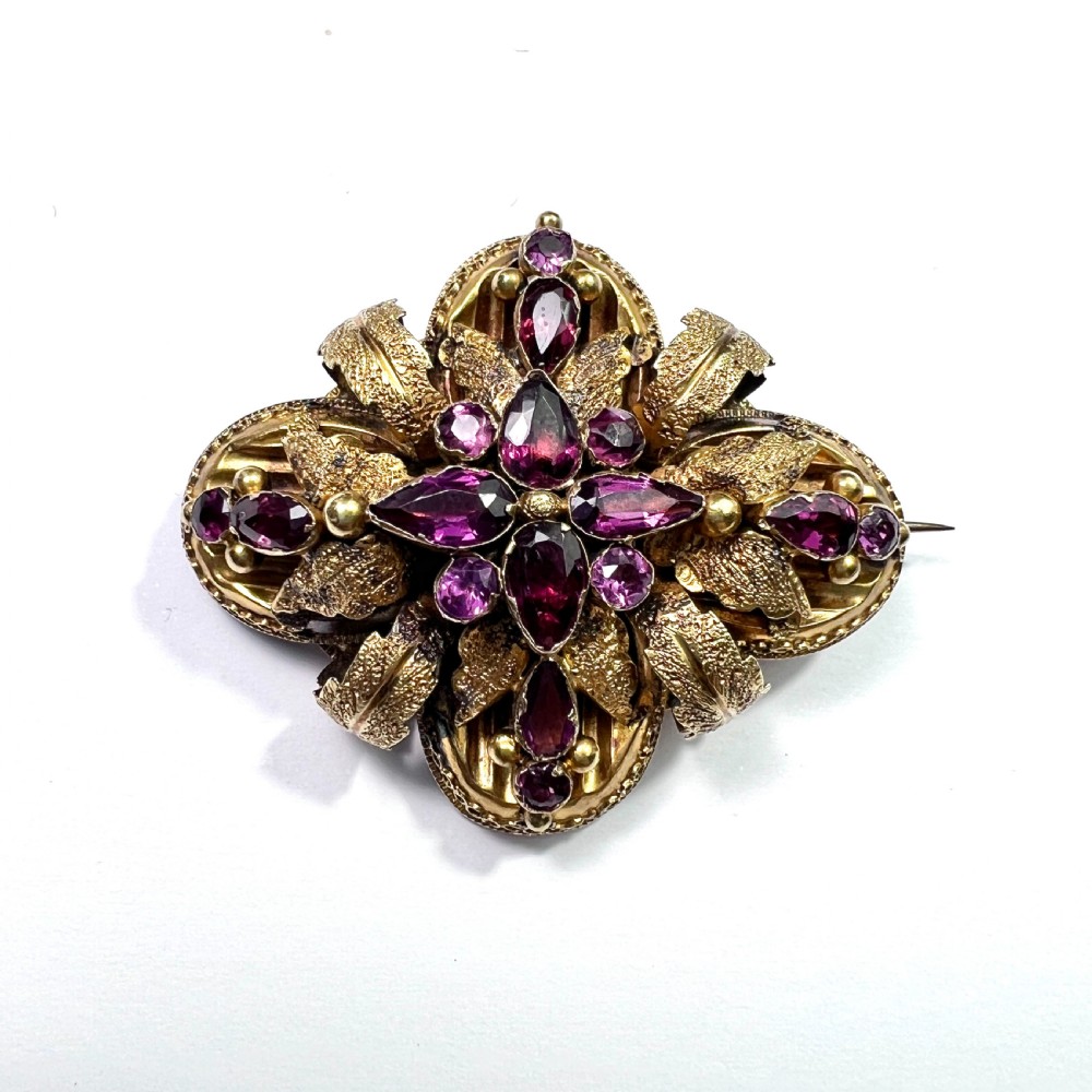 High Victorian 15CT Gold Almandine Garnet Brooch View V