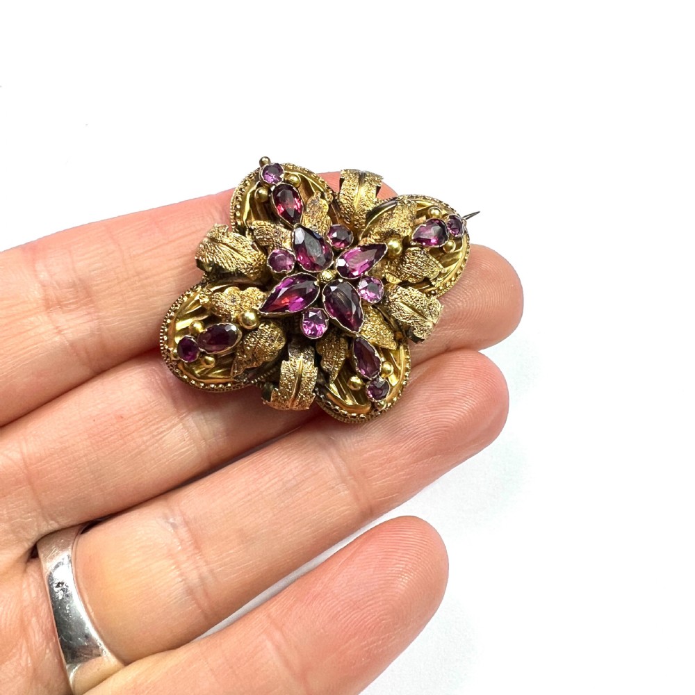 High Victorian 15CT Gold Almandine Garnet Brooch View VIII