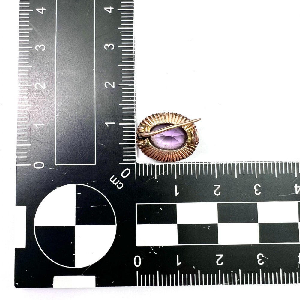 Tiny Antique Amethyst and Pearl 9CT Rose Gold Brooch View VII