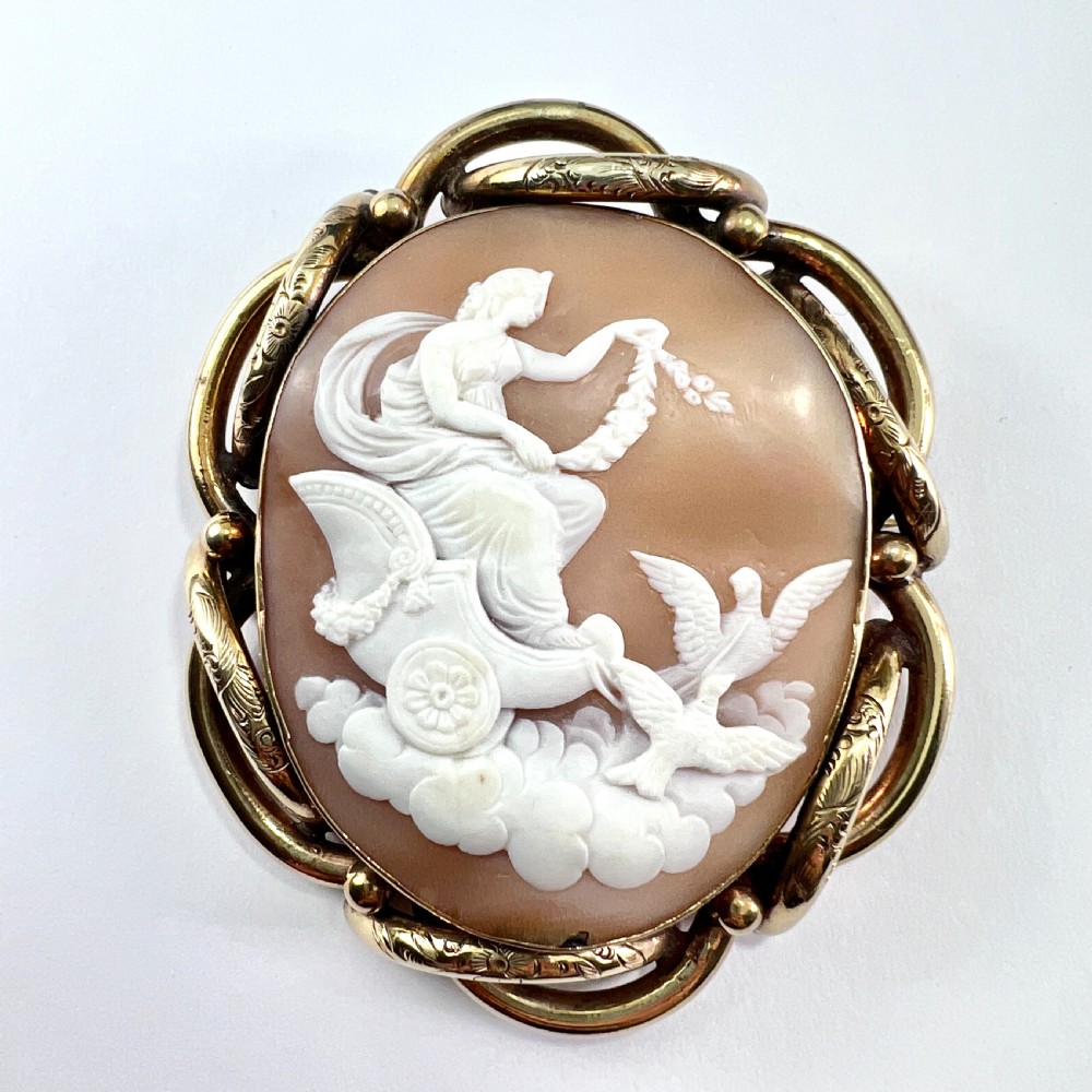 Huge Victorian Cameo Brooch • Goddess Aphrodite