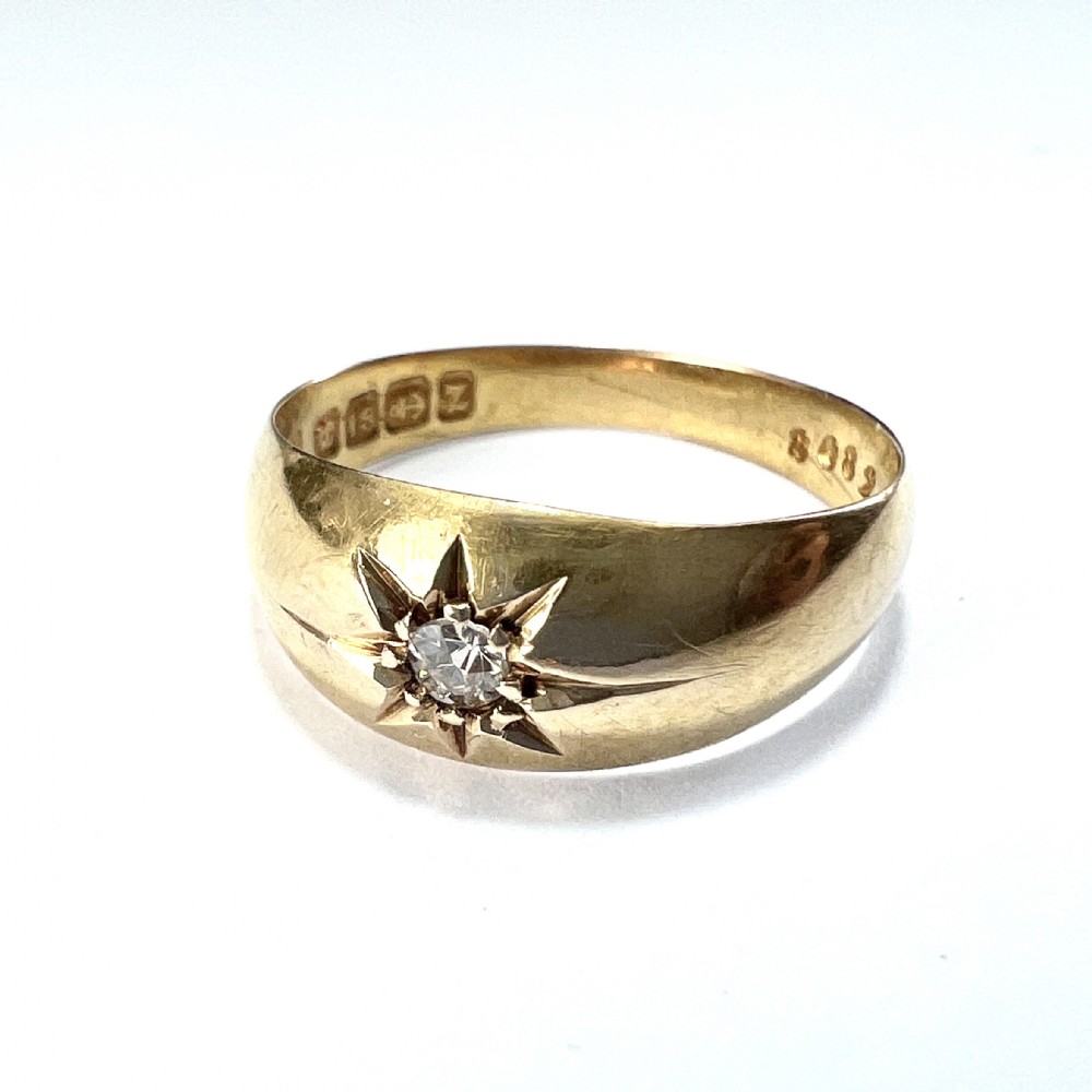 1899 Victorian 18CT Gold Diamond Gypsy Ring
