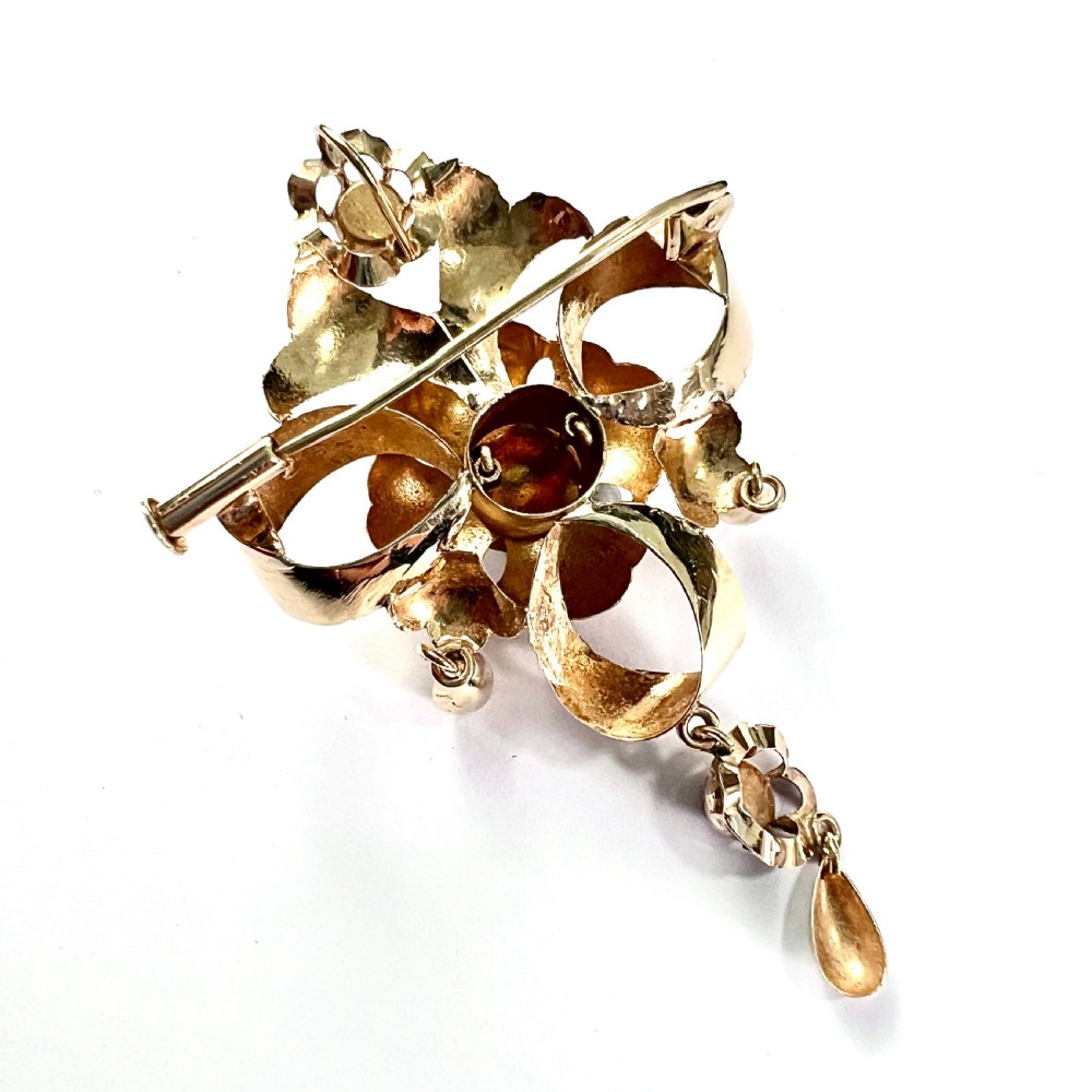 Antique Coral 18CT Gold Drop Pendant / Brooch View V