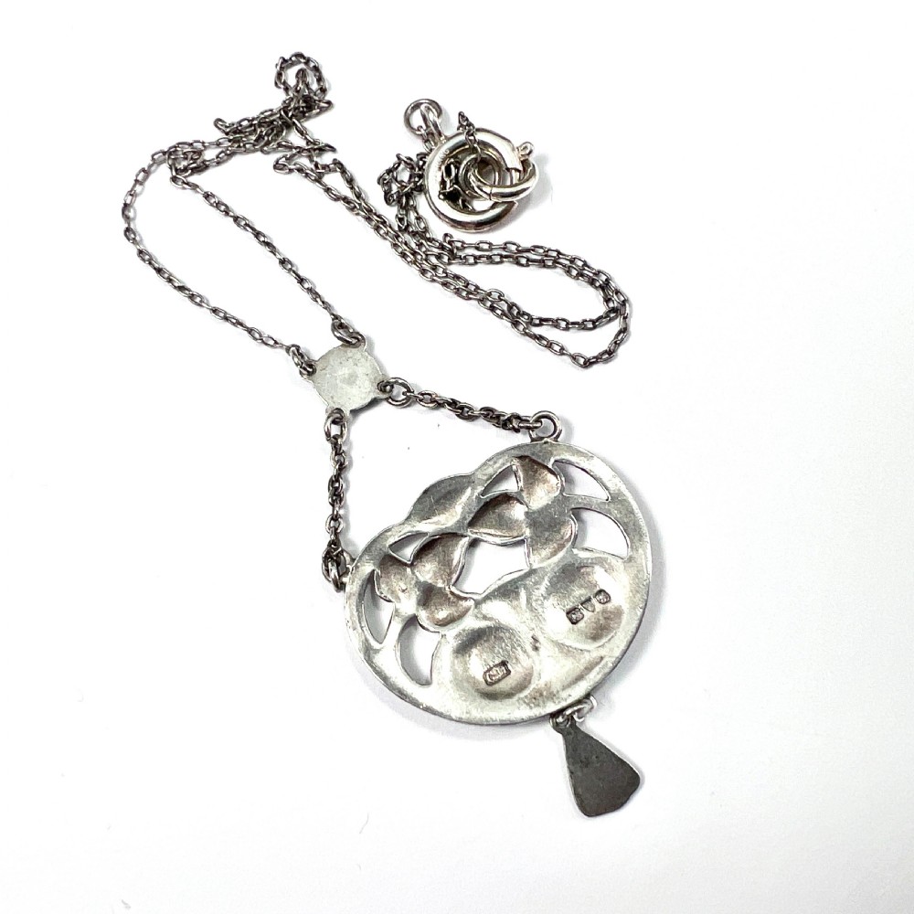 Art Nouveau 1909 Charles Horner Silver Enamel Necklace View IV