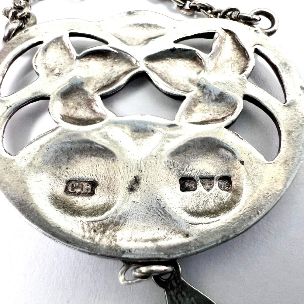 Art Nouveau 1909 Charles Horner Silver Enamel Necklace View V