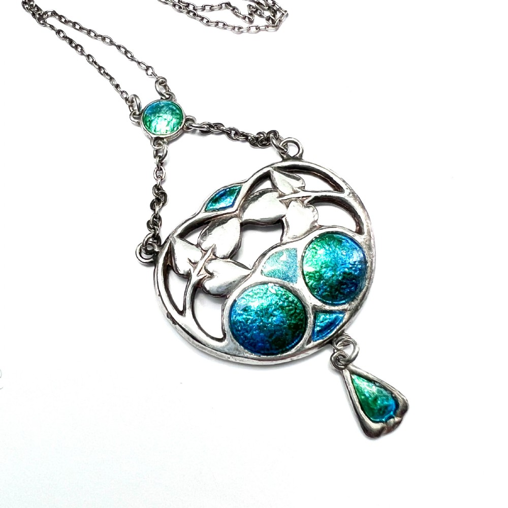 Art Nouveau 1909 Charles Horner Silver Enamel Necklace View VII
