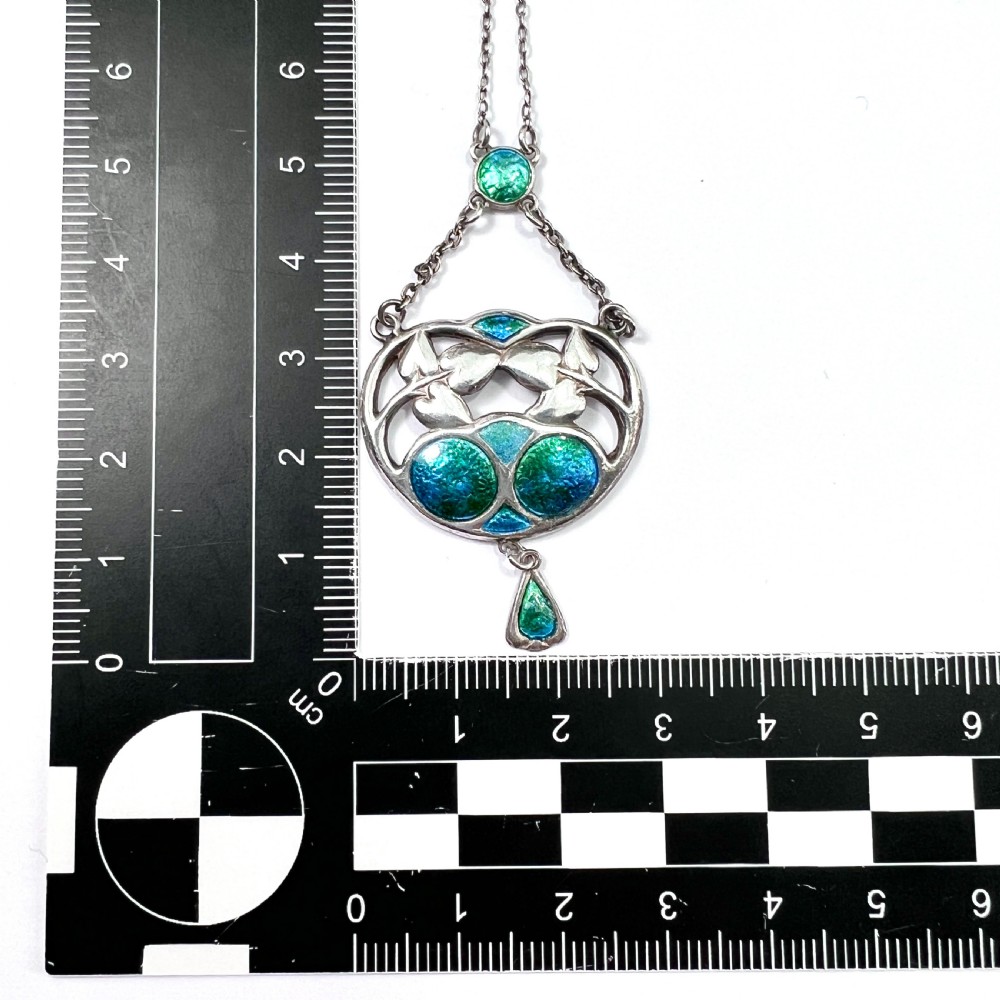 Art Nouveau 1909 Charles Horner Silver Enamel Necklace View VIII