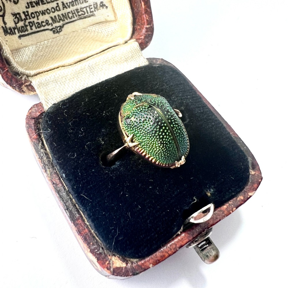 Real Scarab Beetle 9CT Gold Solitaire Ring View II