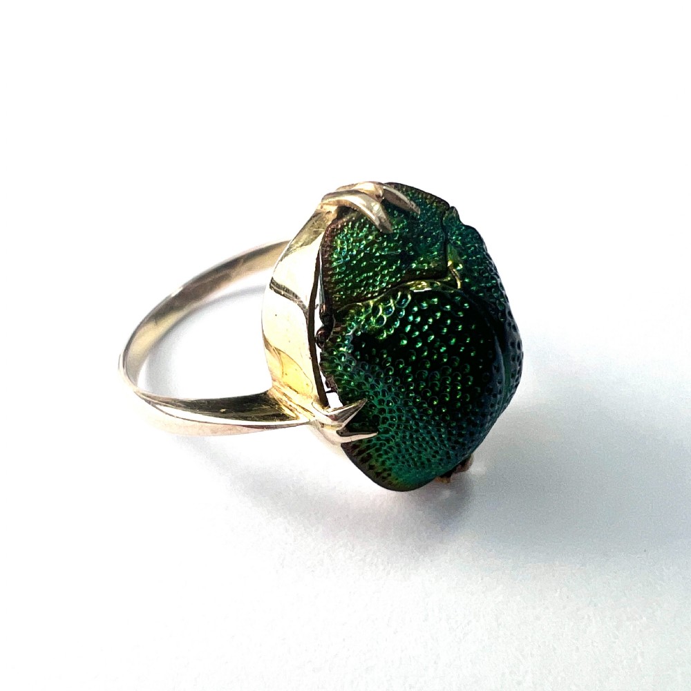 Real Scarab Beetle 9CT Gold Solitaire Ring View V